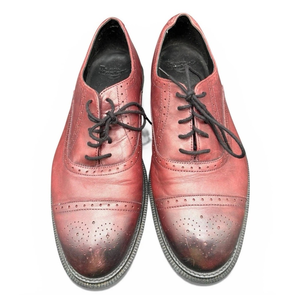 Dr. Martens Oxford Shoes Mens 11 Burgundy Excellent Brogue Cap‎ Toe Lace Up